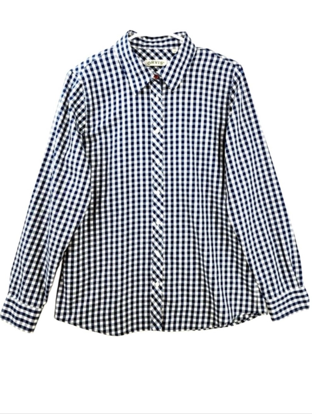 Orvis Plaid Button Down Collared Shirt Women's Size 10 Wrinkle-free